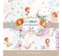 PAPERSFORYOU Colección 24 Papeles Scrap Mini doble cara 180gr 6"x 6" (Sweet Geometrical)