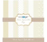 PAPERSFORYOU Colección 25 Papeles Scrap Mini doble cara 180gr 6"x 6" (Básicos Beige)