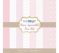 PAPERSFORYOU Colección 25 Papeles Scrap Mini doble cara 180gr 6"x 6" (Básicos Rosa Bebe)