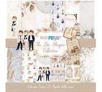 PAPERSFORYOU Colección 30 Papeles Scrap doble cara 180gr 12"x12" Comuniones (Un Día Magico Tres Niños)
