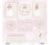 PAPERSFORYOU - Colección Scrap doble cara 180gr 12''x12'' Sueños De Comunión Niña Rubia (Pack 4 uds X)