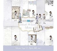 PAPERSFORYOU Gama de productos de la colección Celebrando Mi Comunión (12 Papeles Scrap doble cara 180gr 12"x12" (Niño Castaño))
