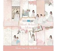 PAPERSFORYOU Gama de productos de la colección Celebrando Mi Comunión (12 Papeles Scrap doble cara 180gr 12"x12" (Niña Castaña))