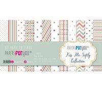PAPERSFORYOU Gama de productos de la colección Kiss Me Softly (Kit 12 Papel Scrap Tela 125gr 12"x12")