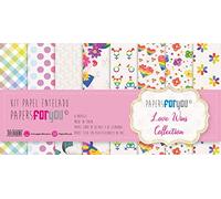 PAPERSFORYOU Gama de productos de la colección Love Wins (Kit 8 Papel Scrap Tela 125gr 12"x12")