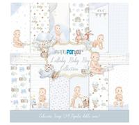 PAPERSFORYOU Gama de productos de la colección Lullaby Baby Boy (24 Papeles Scrap Mini doble cara 180gr 6"x 6")