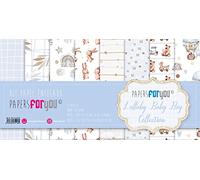 PAPERSFORYOU Gama de productos de la colección Lullaby Baby Boy (Kit 8 Papel Scrap Tela 125gr 12"x12")