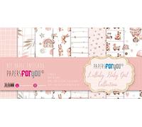 PAPERSFORYOU Gama de productos de la colección Lullaby Baby Girl (Kit 8 Papel Scrap Tela 125gr 12"x12")