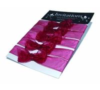 Paperstate Invitations - Lazos de organza atados a mano, tarjeta con 5 unidades, color rojo