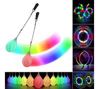 Papi Dada 2 Bolas LED POI Pelotas Malabares - POI de Luz Multicolor con Colores del Arco Iris y Efecto Estroboscópico | 1Juego de Bolas Malabares para Principiantes y Profesionales | Niños y Adultos