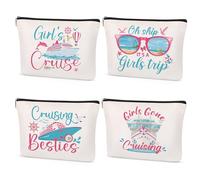 Papiailove 4 bolsas de maquillaje de crucero, regalos para mujeres, Oh Ship It's A Girls, bolsas de cosméticos para niñas, crucero, crucero, mejores amigas, bolsas de aseo de viaje para niñas,