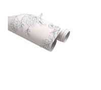 Papier Peint Papel pintado floral blanco crema y azul, autoadhesivo, 17,7 x 118,1 cm, papel tapiz extraíble Chambre