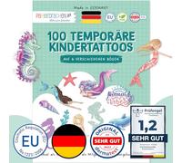 Papierdrachen 100 tatuajes infantiles especialmente hipoalergénicos - tatuajes de sirenas - para niños y niñas - probado y fabricado en Alemania - Set 28