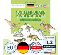 Papierdrachen 100 tatuajes infantiles especialmente respetuosos con la piel, tatuajes del mundo de los dinosaurios, para niños, como regalo de cumpleaños o idea de regalo, 100% vegano - set 27