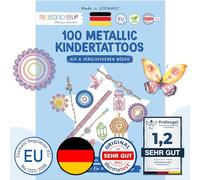 Papierdrachen 100 tatuajes metálicos para pegar - tatuajes infantiles respetuosos con la piel - Tatuajes decorativos - Tatuajes brillantes - como regalo de cumpleaños - Vegano - Set 7