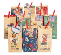 Papierdrachen 12 bolsas de regalo con colgantes para escolarización, diseño de superhéroes, incluye colgante y pinzas de madera, juego de 4
