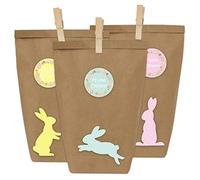 Papierdrachen 12 Bolsas de Regalo DIY para Pascua, fabricar y Rellenar tú Mismo - Cesta de Pascua Creativa con 12 Bolsas de Papel y Pegatinas con Forma de Conejito de Pascua - Diseño 15