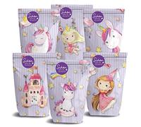 Papierdrachen 12 bolsas de regalo impresas para cumpleaños, diseño de unicornio, obsequios para rellenar y regalar, pequeño agradecimiento a tus invitados, juego de 15