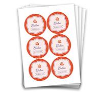 Papierdrachen 24 pegatinas de mermelada | Etiquetas autoadhesivas para diseño de mermelada de fresa casera, 2 - 4 cm, pegatinas grandes para conservas, hechas en casa para escribir en casa, fáciles de