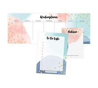 Papierdrachen 3 blocs de escritura para planificador semanal, notas y lista de tareas - planificador diario Watercolor - Ideal para la escuela, el trabajo, la universidad y el hogar, 10,5 x 29,7 cm,