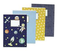 Papierdrachen 4 cuadernos para niños DIN A4 | rayados y cuadriculados 32 páginas - motivo astronauta - para empezar la escuela para los alumnos de primaria - set número 5-16 hojas
