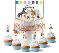 Papierdrachen Cake Topper Bibi & Tina - Cake Decoration Cake Topper 18-pcs - Decor Pics for Birthday Cake - Kids Birthday Cake Decoration - Set 6