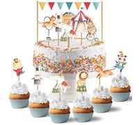 Papierdrachen Cake Topper Circo - Decoración para Tarta Cake Topper 18 Piezas - Decoración para Tarta de Cumpleaños - Decoración para Tarta de Cumpleaños Infantil - Set 3