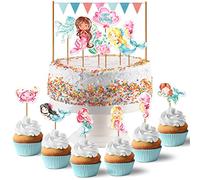 Papierdrachen Cake Topper Sirena - Decoración para Tarta Cake Topper 18 Piezas - Decoración para Tarta de Cumpleaños - Decoración para Tarta de Cumpleaños Infantil - Set 1