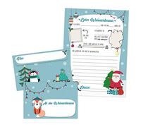 Papierdrachen Cartas a Papá Noel - El Niño Jesús - Correspondencia navideña para niños - con sobres - Lista de deseos para completar y enviar - azul