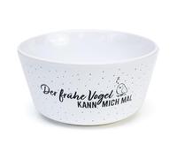 Papierdrachen Cuenco de porcelana para cereales, diseño con texto "Der früfrühogel kann mich mal mal - Weiß Schwarz - 15 cm - Funny Geschenkidee - Frühstücksschüssel Humor