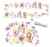 Papierdrachen Guirnalda de Cumpleaños Unicornio - decoración para cumpleaños Infantiles - Guirnalda de Fiesta de 10 m para tu celebración - para niñas y niños - decoración de Fiesta Set 2