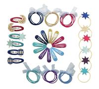 Papierdrachen Juego de 48 pinzas para el pelo y gomas para el pelo 1001 Noche, duraderas y resistentes, con purpurina y funda de tela, para pelo largo y fino, juego de 12