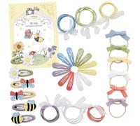 Papierdrachen Juego de accesorios para el pelo de primavera - 48 piezas - duradero y resistente - horquillas - gomas para el pelo - accesorios - con apliques - para cabello largo y fino