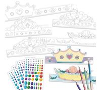 Papierdrachen Juego de manualidades para niños, coronas de papel para colorear, criaturas míticas, creativas, 8 unidades, cumpleaños infantiles, a partir de 3 años