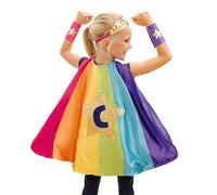Papierdrachen Juego de superhéroes de estrella arco iris para niña, incluye diadema y puños, juego de rol, disfraz imaginativo, carnaval