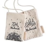PAPIERDRACHEN Monedero tradicional oriental para niños, ideal para Ramadán y fiesta de azúcar, 9 x 13 cm, Eid Mubarak, Kareem, mezquita, idea de regalo, color negro, Negro Set 3