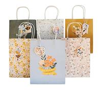Papierdrachen Regalo del Día de la Madre - 6 bolsas de regalo con asa, 6 tarjetas de felicitación y etiqueta de regalo para el Día de la Madre - Paquete de regalo floral - Set 1