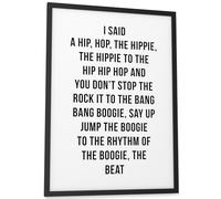 Papierschmiede® Láminas Decorativas, A3 enmarcado en un marco de madera negro, Decoración de paredes imagen con eslogan en blanco y negro, Living, comedor, cocina, Rapper's Delight „Hip Hop“