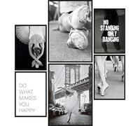 Papierschmiede® Mood Poster Set Bailarina, Cuadros como decoración de paredes, Living y dormitorio, 2x A4 y 4x A5, Danza Ballet Vestido negro-blanco - sin marco