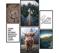 Papierschmiede® Mood Poster Set La vida salvaje, Cuadros como decoración de paredes, Living y dormitorio, 2x A3 y 4x A4, Galloway Naturaleza Bosque madera verde - sin marco