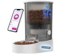 PAPIFEED - Alimentadores automáticos recargables para gatos - Alimentador WiFi 5G para mascotas con control de aplicación, comederos de gatos con tiempo de 4L para alimentos secos, 1-10 comidas por