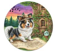 Papillón 1000 Piezas Rompecabezas Redondo Adultos para Niños Buen Amigo Socio Mascota Circular Puzzle Niños Portátil Tapete Juguete EduGatoivo para Decoración del Hogar 1000pcs (67.5x67.5cm)