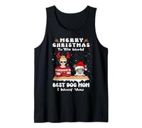 Papillon Christmas To The World Best Dog Mom Funny Xmas Camiseta sin Mangas