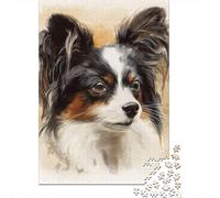 Papillon Dog Art Print Puzzles Imposible,desafío for Adults Juego Educativo 1000 Piezas Obra De Arte De Juego De para Adultos Y Niños A Partir De 12 Años 38x26cm/1000pcs