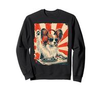 Papillon Dog DJ, música house, retro, amante de los perros Sudadera