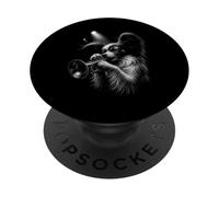 Papillon Dog Playing Trompeta Jazz Música Amante de los perros PopSockets PopGrip Adhesivo