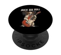 Papillon Dog Toca la Guitarra Rock and Roll Dog Amante PopSockets PopGrip Adhesivo