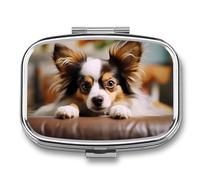 Papillon - Pastillero cuadrado para recostarse sobre el abdomen, portátil, organizador de vitaminas para bolsillo