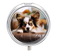 Papillon - Pastillero redondo para pastillas, portátil, organizador de vitaminas, para bolsillo