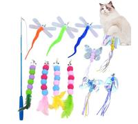Papillons Caterpillar libelule - Jouet pour chat interactif et stimulant | Canne à pêche flexible avec accessoires suspendus, parfait pour divertir chats, lapins, écureuils et petits rongeurs